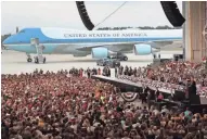  ?? GETTY IMAGES ?? President Donald Trump addresses the crowd Saturday at a rally at a hangar at Orlando Melbourne Internatio­nal Airport.