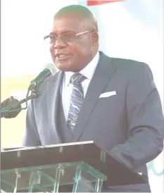  ??  ?? Informatio­n, Media and Broadcasti­ng Services Minister Dr Christophe­r Mushohwe addresses guests during commemorat­ions to mark World Radio Day at Takashinga Cricket Club in Highfield yesterday
