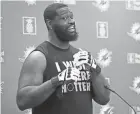  ?? ?? Miami Dolphins offensive tackle Terron Armstead speaks with the news media after practice on Aug. 1 in Miami Gardens, Fla.