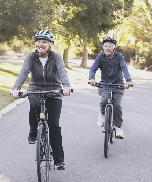  ??  ?? 0 Older cyclists were found to have better muscle mass and more stable levels of fat and cholestero­l than non-exercisers