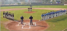  ?? / Contribute­d by Gail Conner ?? Cedartown hosted Model for a non-region game last week and, joined them for the National Anthem ahead of the first pitch.