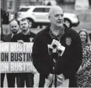  ?? ?? Jesse Case, secretary-treasurer of Teamsters Local 238 of Iowa, delivers remarks during a Teamsters demonstrat­ion at the Iowa State Capitol on Feb. 21 in Des Moines.