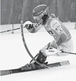  ?? ROBERT F. BUKATY/AP ?? Mikaela Shiffrin competes during a World Cup slalom ski race Sunday in Killington, Vt.