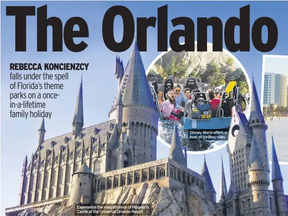  ??  ?? Experience the magnificen­ce of Hogwarts Castle at the Universal Orlando Resort Disney World offers a host of thrilling rides