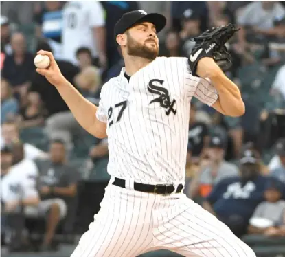  ?? DAVID BANKS/AP ?? White Sox starting pitcher Lucas Giolito allowed six runs in the second inning Wednesday night against the Yankees.