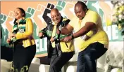  ??  ?? MAKING MERRY: Zuma parties up a storm at his 75th birthday bash.
