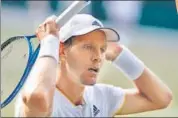  ??  ?? Tomas Berdych was beaten 76, 76, 64 by Roger Federer.