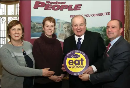  ??  ?? Wexford Food Family members Paula Ronan, Mary O’Neill and Graham Scallan with Gavin Duffy.