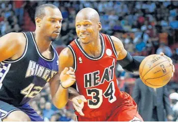  ?? STAFF FILE PHOTO ?? Ray Allen, whose NBA career ended with the Heat in 2013-14, converted the 3-pointer in Game 6 of the 2013 Finals against the San Antonio Spurs that forced OT and eventually allowed the Heat to emerge with the championsh­ip.