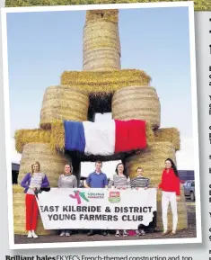  ??  ?? Brilliant bales EK YFC’s French-themed constructi­on and, top, the ‘Tiger Tim’ creation from Avondale YFC