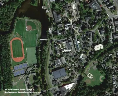  ?? GOOGLE MAPS ?? An aerial view of Smith College in Northampto­n, Massachuse­tts