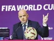  ?? MARTIN MEISSNER AP ?? FIFA President Gianni Infantino meets the media at the World Cup closing press conference Friday.