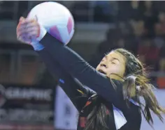  ??  ?? Las Vegas Robertson’s Lauren Fulgenzi digs the ball against Sandia Prep in last year’s title game of the Class 4A State Volleyball Tournament in Rio Rancho. The Lady Cardinals lost in straight sets.