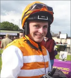  ??  ?? Seán O’Keeffe on home ground in the Wexford winners’ enclosure.
