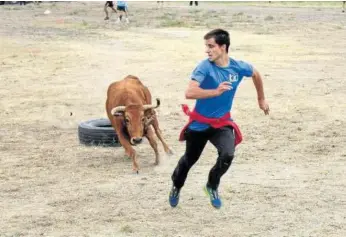  ??  ?? Un joven escapa de la vaca.