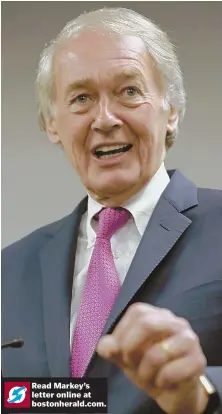  ?? STAFF FILE PHOTO BY ANGELA ROWLINGS ?? ALARMING: U.S. Sen. Edward J. Markey wants the U.S. Department of Veterans Affairs to investigat­e the Boston VA’s handling of veterans’ claims of traumatic brain injuries.