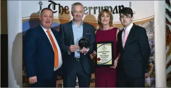  ??  ?? Winners of the Best Rural Business Award sponsored by Quinlan’s Fish Shop & Seafood Bars, left Liam Quinlan (Quinlan’s), Thomas and Eileen Ashe (Ashe’s Annascaul) and Tadhg Evans, The Kerryman.