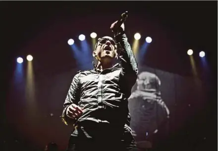  ?? NYT PIC ?? The late Chester Bennington of rock band Linkin Park performing in New York in 2011. According to World Health Organisati­on statistics, almost 800,000 people die from suicide annually, which is equivalent to one death every 40 seconds.