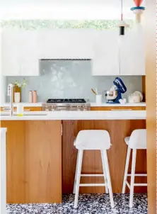  ??  ?? Terrazzo Renata marble and resin TILE (on floor), Ann Sacks;
CABINET DESIGN, Pure Design;
CABINET SUPPLIER, Eyco Constructi­on; PENDANTS, Schneid; Vivid White 1111
COUNTERTOP, Caesarston­e;
POTLIGHTS, Robinson; panelledin DISHWASHER (beyond sink), Midland Appliance.