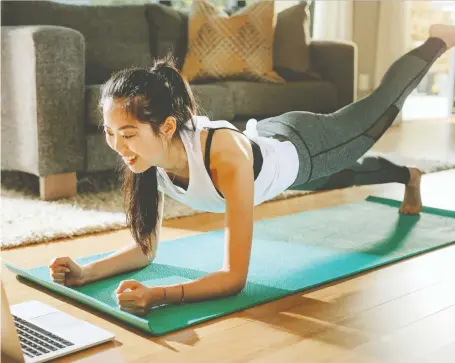  ?? PHOTOS: GETTY IMAGES ?? To stay healthy at home, Jill Barker advises, you don’t need fancy equipment, just a willingnes­s to work up a sweat.
