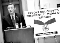  ?? MANDEL NGAN / AFP ?? US Representa­tive Paul Gosar addresses a news conference on Thursday concerning revoking Bill Cosby’s Medal of Freedom on Capitol Hill in Washington.