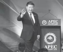  ?? HUANG JINGWEN / XINHUA ?? President Xi Jinping attends the Asia Pacific Economic Cooperatio­n CEO Summit in Port Moresby, Papua New Guinea, last month.