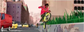  ?? ?? Top (left): Jabari is talented in manoeuvrin­g his BMX through the streets of New York City