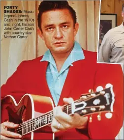  ??  ?? forty
shades: Music legend Johnny Cash in the 1970s and, right, his son John Carter Cash with country star Nathan Carter