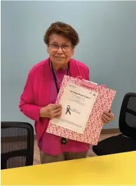  ?? (Special to The Commercial) ?? Karen Needler presented the program on breast cancer to the Willing Workers of White Hall Extension Homemakers Club.