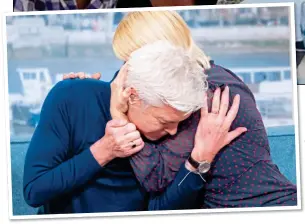  ??  ?? Phillip Schofield and wife Stephanie in a holiday snap with w daughters Ruby, right, and Molly, posted on Instagram by Molly yesterday. Left: Schofield and Willoughby embrace on TV SUPPORT: