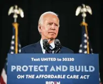  ?? New York Times file photo ?? Democrat Joe Biden is promising more than $3 trillion in extra spending over four years if he wins the presidency next month.
