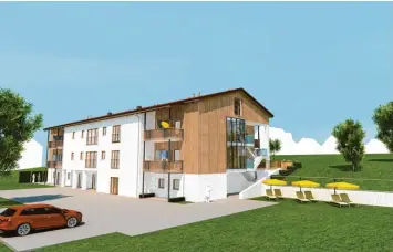  ?? Foto: Franz Kollmann ?? Die Grafik zeigt das Gebäude des Pflegeproj­ekts auf dem Franzbauer­hof, das die ambulanten Wohngruppe­n beinhalten soll.