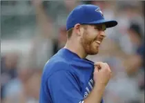  ?? JOHN BAZEMORE, THE ASSOCIATED PRESS ?? Toronto starter Joe Biagini reacts after giving up a home run in the first.