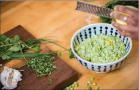  ?? PHOTO COURTESY OF BI-RITE MARKETS ?? In Bi-Rite chef Jason Rose’s hands, a green pea hummus gets added oomph from fresh chives, mint and lemon zest.
