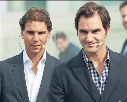  ?? J. GRAPPELLI / EFE ?? Nadal y Federer, juntos en Manacor en octubre pasado, en la inauguraci­ón de la Nadal Academy