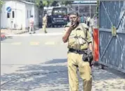  ?? HT FILE PHOTO ?? Security personnel outside the cargo terminal of the Indira Gandhi Internatio­nal Airport.