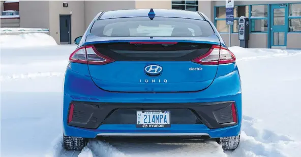  ?? — PHOTOS: HYUNDAI CANADA ?? The 2017 Hyundai Ioniq displayed sporty handling in the snow, despite not having an excess of horsepower.