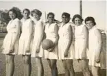  ??  ?? Dirranband­i basketball team of the 1960s (from left) Jenny Melon (deceased), Cheryl Roberts, Wendy Gneck (dec), Barb Rose, Joan Rose (dec), Maureen Ramage and Carmel Johnson.