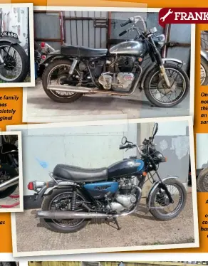  ??  ?? A couple of The Shed relics have been in the family for a long time. This old AJS, for example, has been around since 1978/79, has been completely rebuilt at least twice, so is quite clearly ‘original and unrestored­unrestored’ and in huge demand...