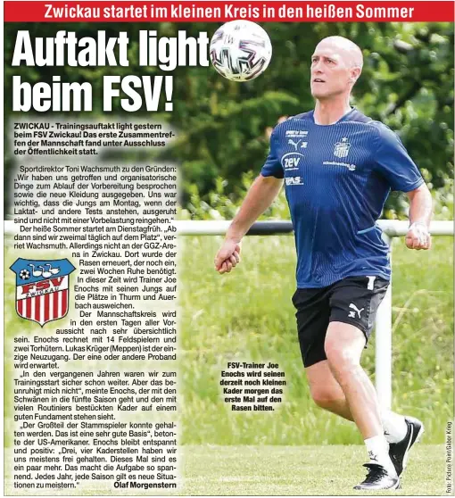  ?? ?? FSV-Trainer Joe Enochs wird seinen derzeit noch kleinen Kader morgen das erste Mal auf den Rasen bitten.