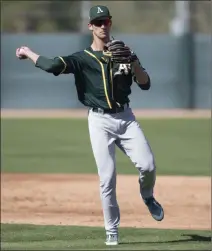  ?? Zachary Lucy ?? The Associated Press Infielder Eli White is the highest-ranked prospect — No. 18 at Mlbpipelin­e — that the Athletics sent to the Arizona Fall League.