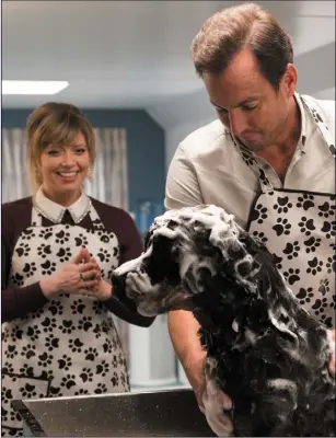  ??  ?? Natasha Lyonne as Mattie, Max (voiced by Chris ‘Ludacris’ Bridges) and Will Arnett as Frank in Show Dogs.