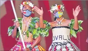  ?? Picture: SUPPLIED ?? Ratu Karalo Maibuca Jr leads the Tuvalu team at the 2020 Tokyo Olympics opening ceremony.