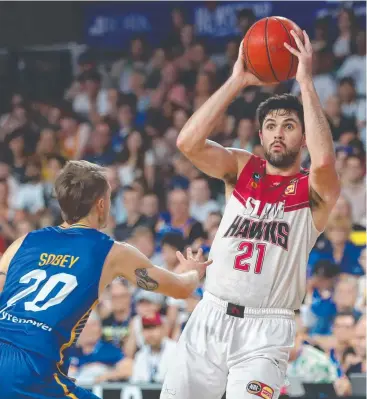  ?? Picture: GETTY IMAGES ?? NEW VISION: Todd Blanchfiel­d of the Hawks passes during the round 16 NBL match between the Brisbane Bullets and the Hawks at Nissan Arena in Brisbane in a match in January.