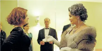  ??  ?? Susan Sarandon, left, as Bette Davis, and Jessica Lange as Joan Crawford in a scene from Feud: Bette and Joan. The show exposes the gritty side of Hollywood, and issues that are still prevalent today.