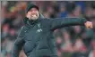  ?? AP ?? Liverpool manager Jurgen Klopp celebrates Wednesday’s win.