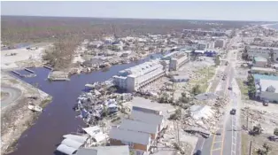  ?? - Reuters/Dronebase ?? INUNDATED: Aerial photo shows damaged and destroyed homes after Hurricane Michael smashed into Florida’s northwest coast in Mexico Beach, Florida, US, October 12, 2018.