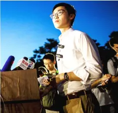  ?? — AFP photo ?? Andy Chan gives a press conference at the start of a rally near the government’s headquarte­rs in Hong Kong in this file picture.