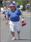  ?? PETE BANNAN - MEDIANEWS GROUP ?? East Lansdowne Mayor John Dukes is colored in red, white and blue from his nose to his toes.