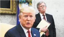  ?? Jabin Botsford / The Washington Post 2019 ?? John Bolton listens as President Trump meets with the prime minister of the Netherland­s in July in the Oval Office.